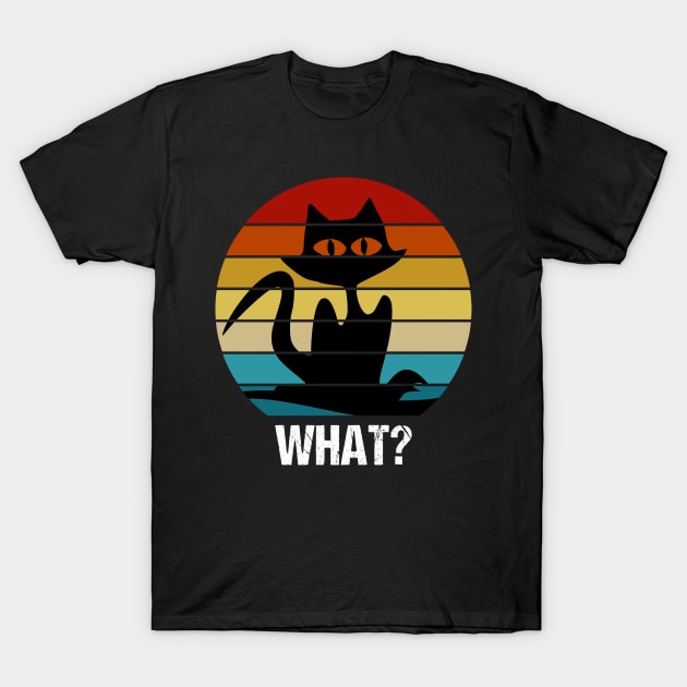 Vintage retro confused cat saying what. T-Shirt by Rian Whole